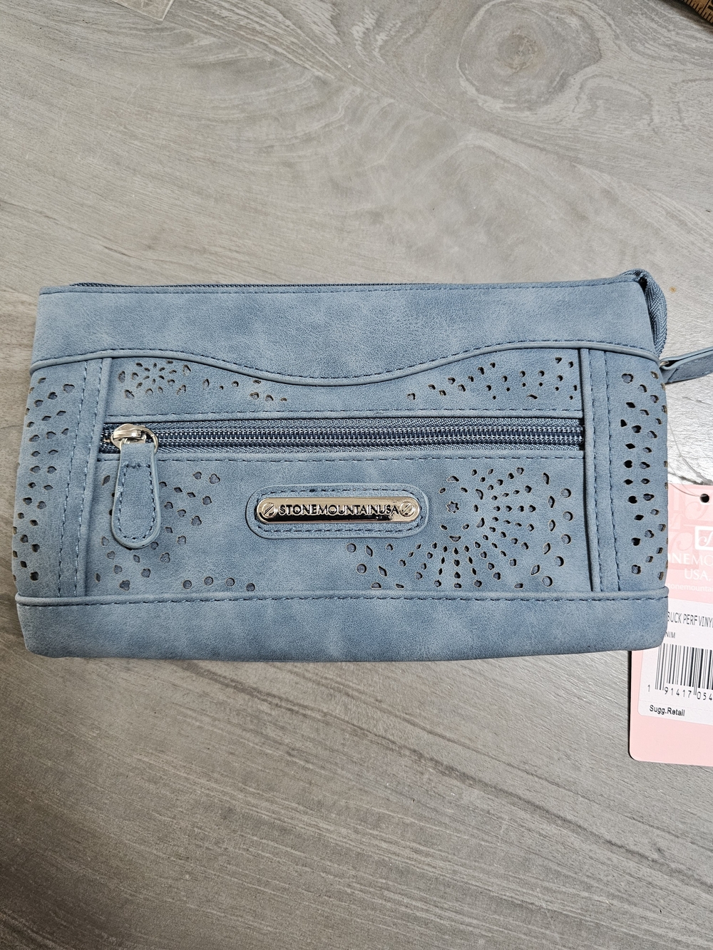 Stone Mountain Accessories Dusty Blue Perforated Faux-Suede Crossbdy - Picture 3 of 12